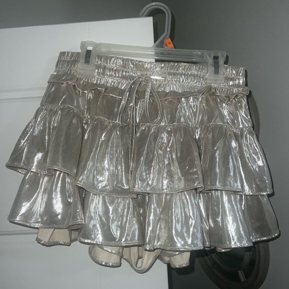 Metallic silver skirt